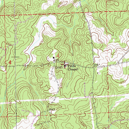 Topographic Map of Pitts Chapel, AL