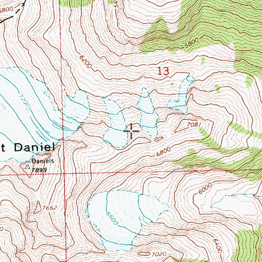 Topographic Map of Alpine Lakes Wilderness, WA