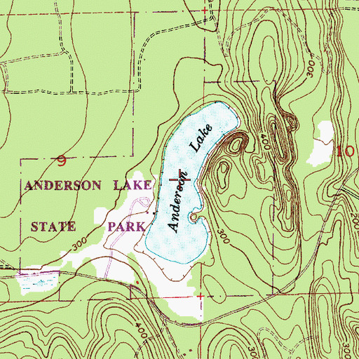 Topographic Map of Anderson Lake State Park, WA
