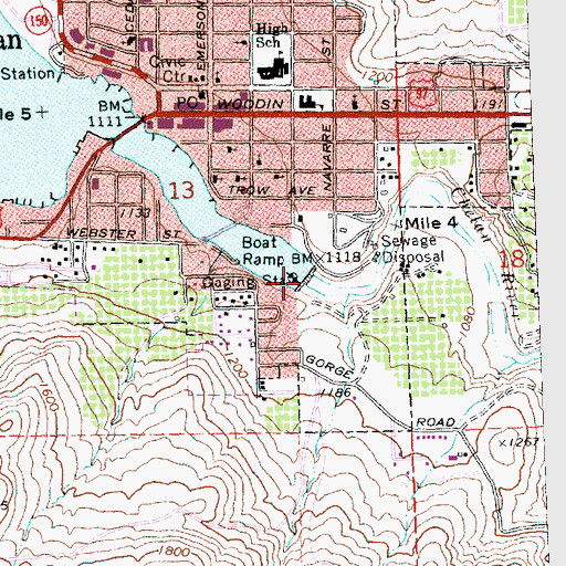 Topographic Map of Lake Chelan Dam, WA
