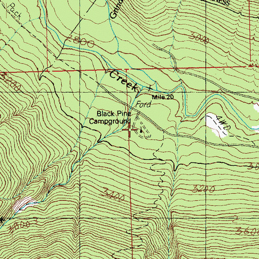 Topographic Map of Black Pine Campground, WA