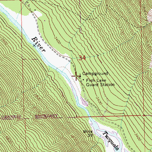 Topographic Map of Fish Lake Campground, WA