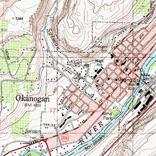 Topographic Map of Forest Supervisor Headquarters Okanogan National Forest, WA