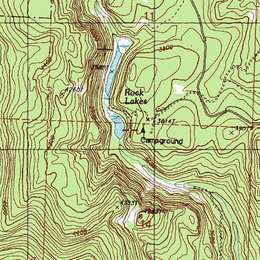 Topographic Map of Rock Lakes Campground, WA