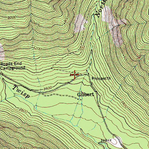 Topographic Map of Gilbert Trailhead, WA