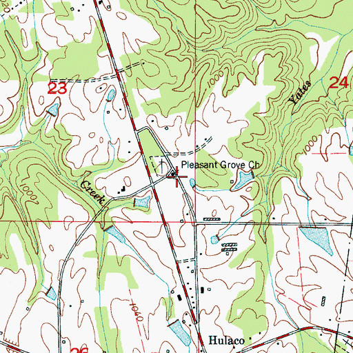 Topographic Map of Pleasant Grove Methodist Church, AL