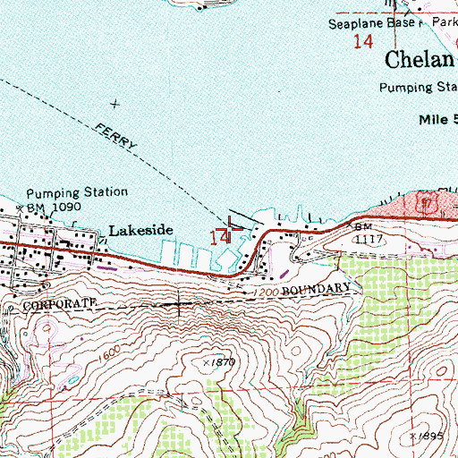Topographic Map of Lady of the Lake Commercial Dock, WA