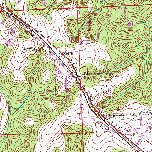 Topographic Map of Pleasant Grove Primitive Baptist Church, AL