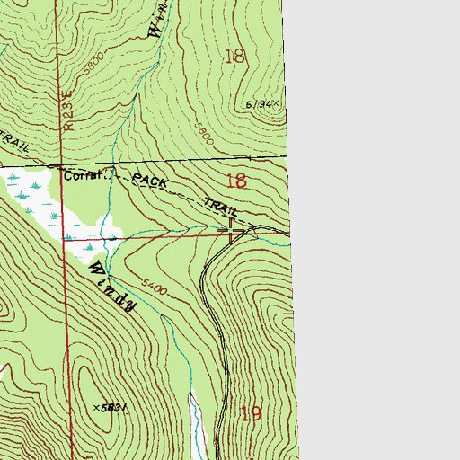 Topographic Map of Windy Creek Trailhead, WA