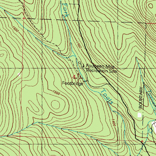 Topographic Map of Fourteen Mile Trailhead, WA
