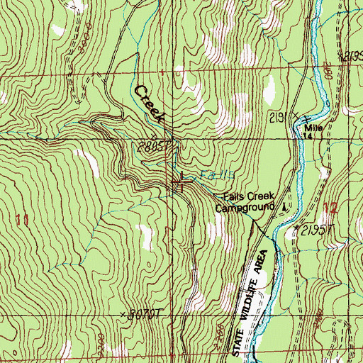 Topographic Map of Falls Creek Falls, WA