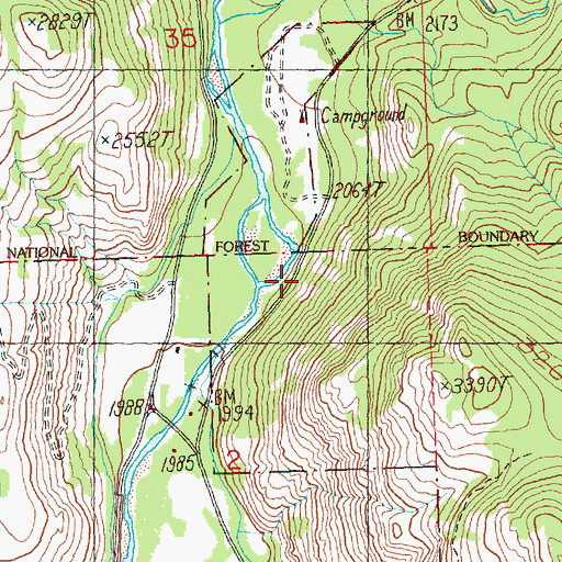 Topographic Map of Boulder Creek, WA