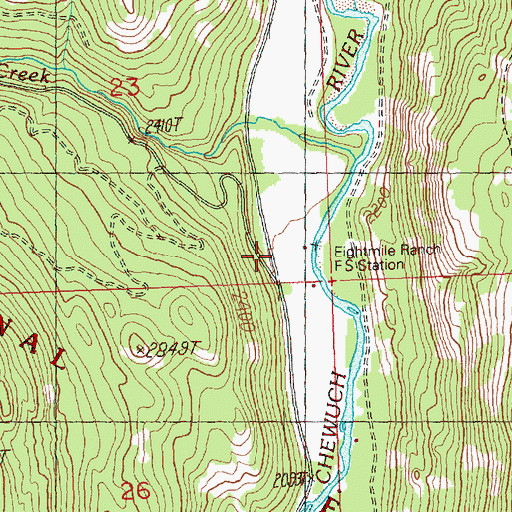 Topographic Map of Eightmile, WA