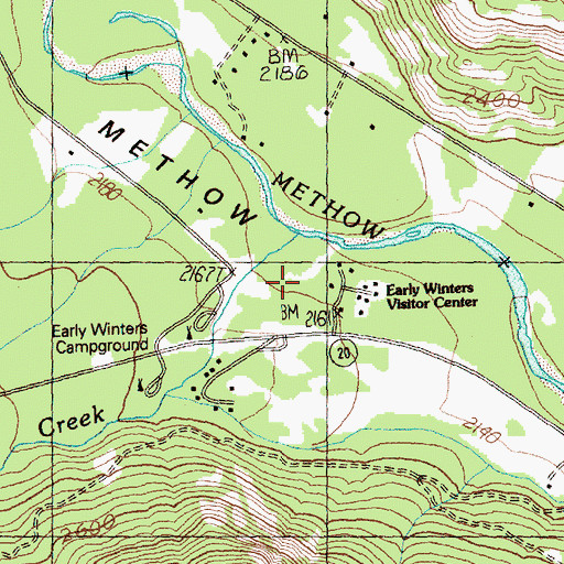 Topographic Map of Early Winters Visitor Center, WA