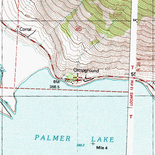 Topographic Map of Palmer Lake Campground, WA