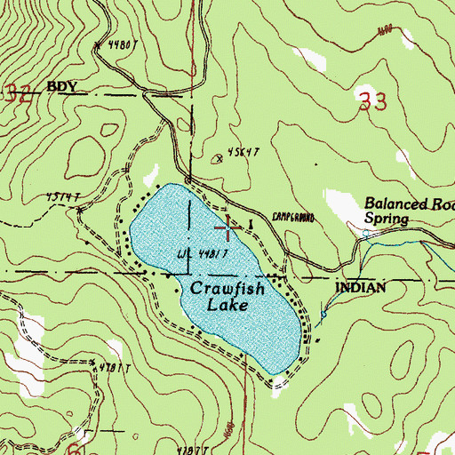 Topographic Map of Crawfish Lake Campground, WA