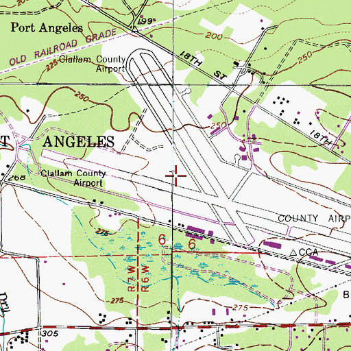 Topographic Map of William R Fairchild International Airport, WA