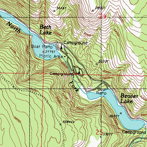 Topographic Map of Beth Lake Campground, WA