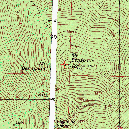 Topographic Map of Mount Bonaparte Lookout, WA