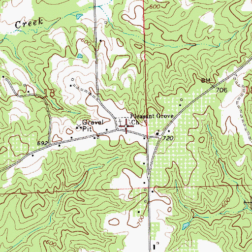 Topographic Map of Pleasant Grove Methodist Church, AL