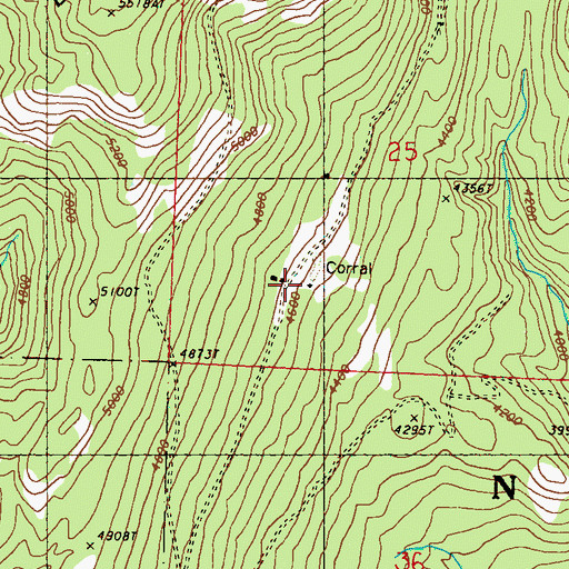 Topographic Map of Cow Camp Corral, WA