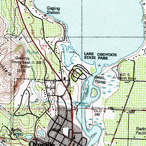 Topographic Map of Lake Osoyoos State Park, WA