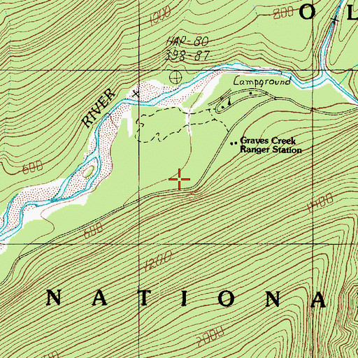 Topographic Map of Graves Creek Ranger Station, WA