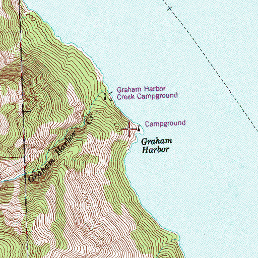 Topographic Map of Graham Harbor Campground, WA
