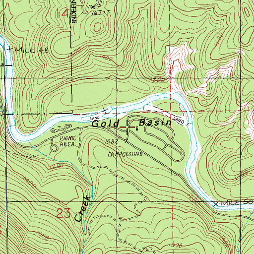 Topographic Map of Gold Basin Campground, WA