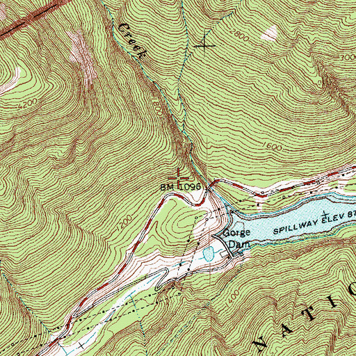 Topographic Map of Gorge Creek Falls Viewpoint, WA