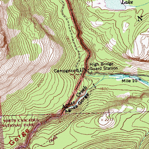 Topographic Map of High Bridge Campground, WA