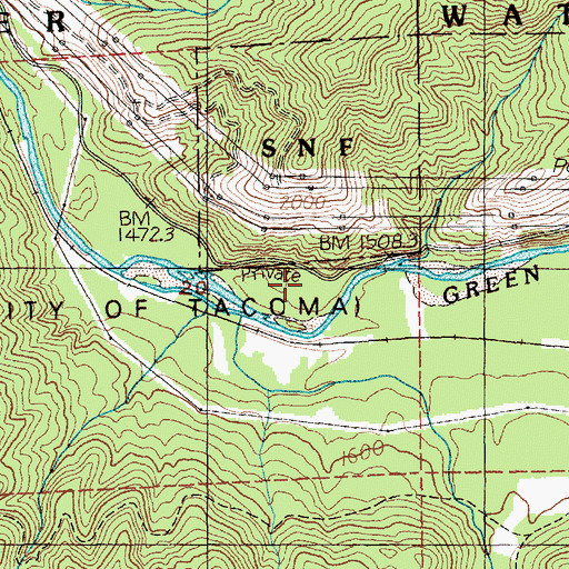Topographic Map of Hot Springs, WA
