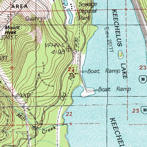 Topographic Map of Keechelus Boat Launch, WA