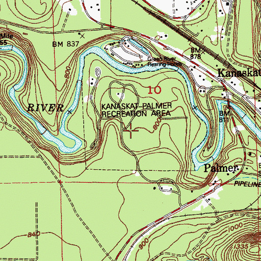 Topographic Map of Kanaskat-Palmer State Park, WA