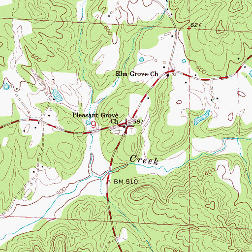 Topographic Map of Pleasant Grove Baptist Church, AL