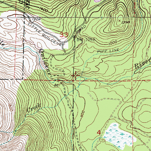 Topographic Map of Little Quilcene River Dam, WA