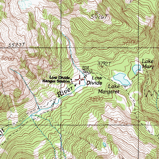 Topographic Map of Low Divide Ranger Station, WA