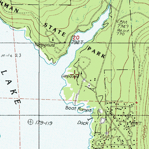Topographic Map of Lake Cushman State Park Campground, WA