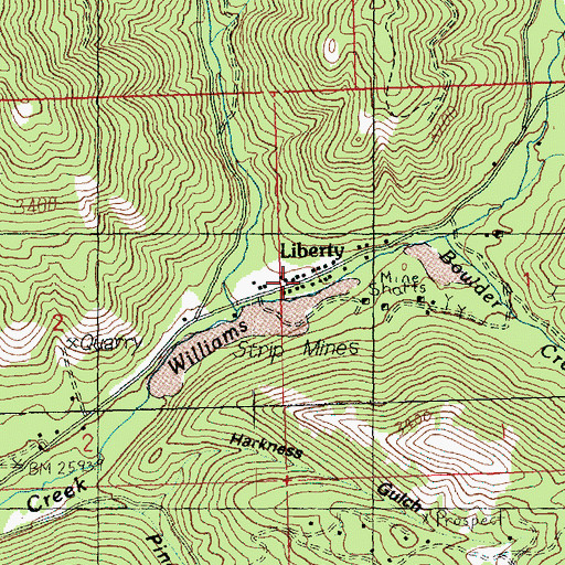 Topographic Map of Liberty National Historic District, WA