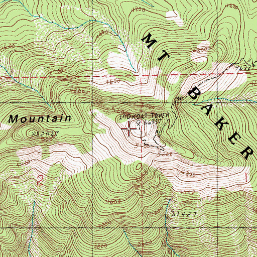 Topographic Map of Lookout Mountain Lookout, WA