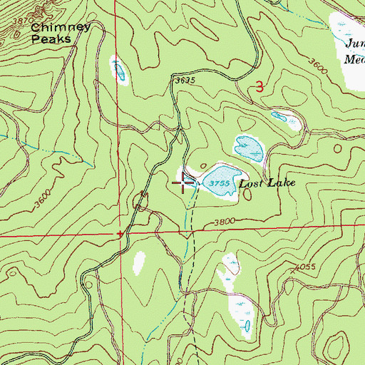 Topographic Map of Lost Lake Campground, WA