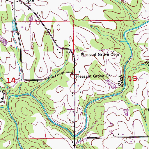 Topographic Map of Pleasant Grove Methodist Church, AL