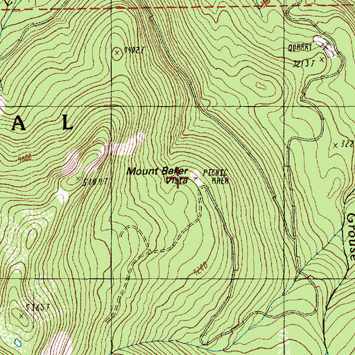 Topographic Map of Mount Baker Vista Picnic Area, WA