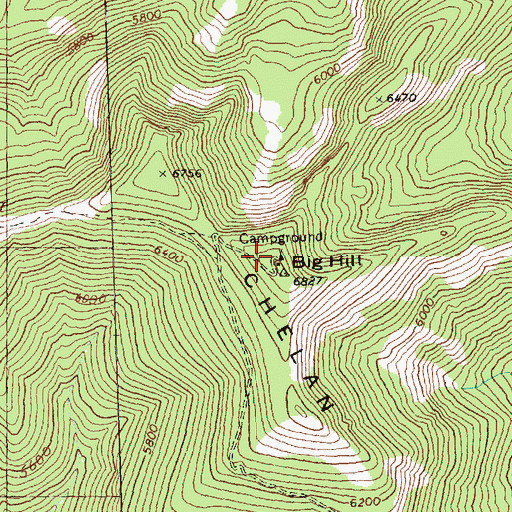 Topographic Map of Big Hill Campground, WA