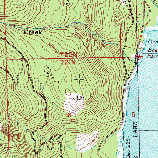 Topographic Map of Bakers Camp, WA