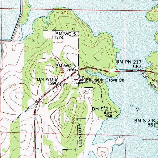 Topographic Map of Pleasant Grove Church, AL
