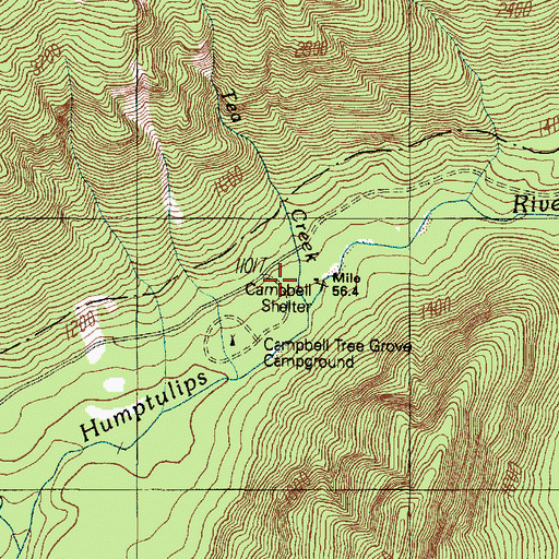 Topographic Map of Campbell Shelter, WA