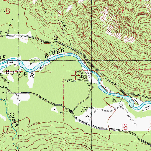 Topographic Map of Cascade Island Campground, WA