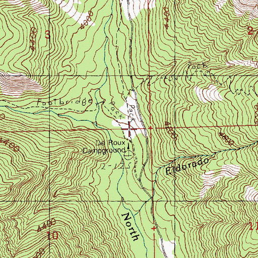 Topographic Map of De Roux Trail Head, WA