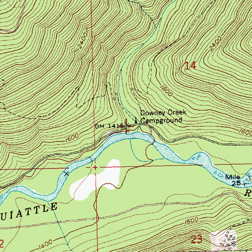 Topographic Map of Downy Trailhead, WA